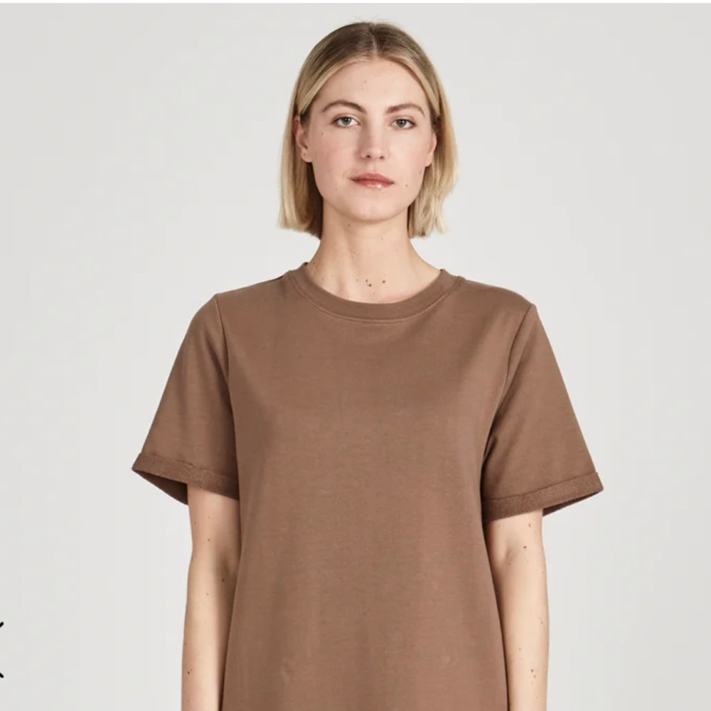 TAUPE T SHIRT DRESS - FAIR FASHION BERLIN